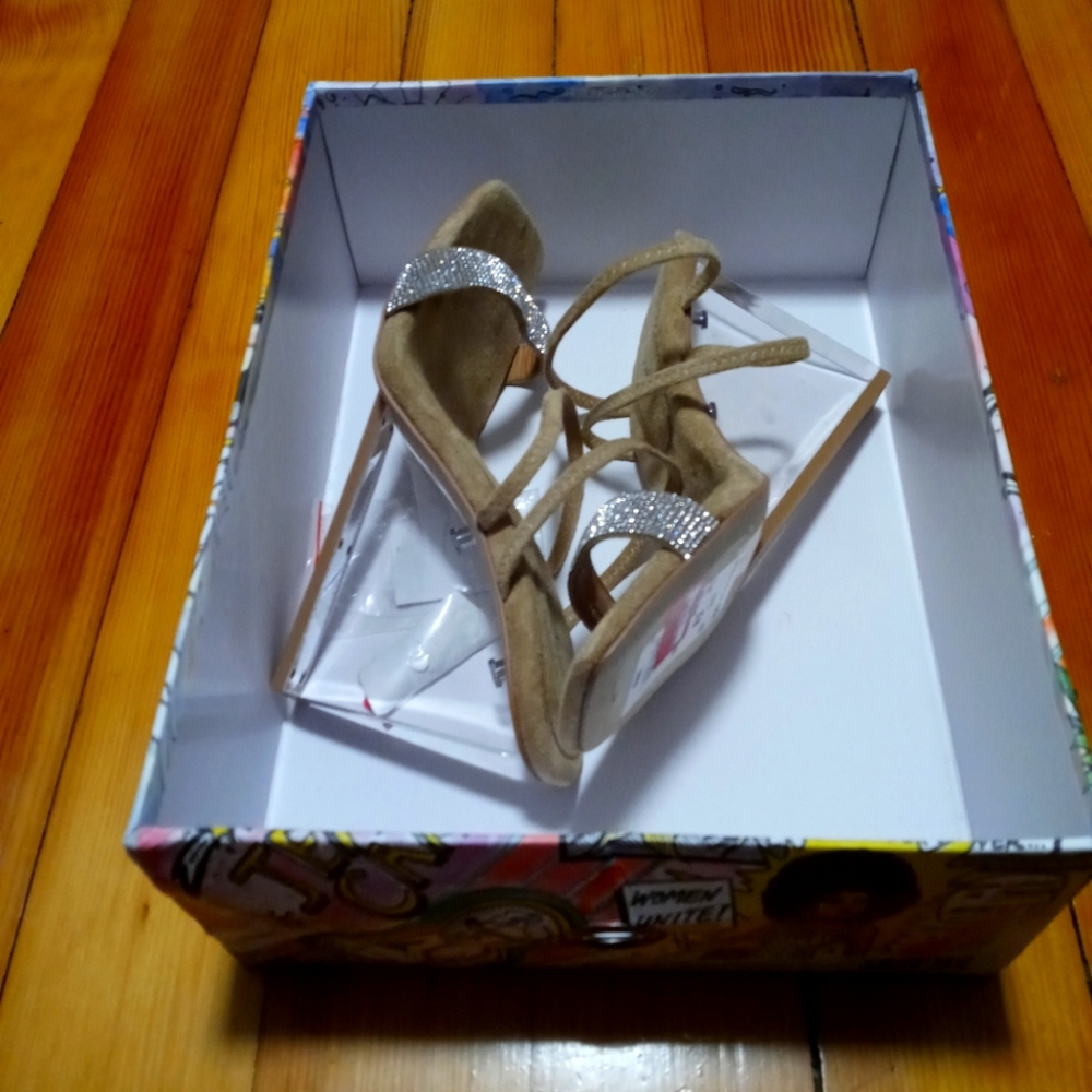 Jeffrey Campbell suede nud glitter wedge heels size 8.5